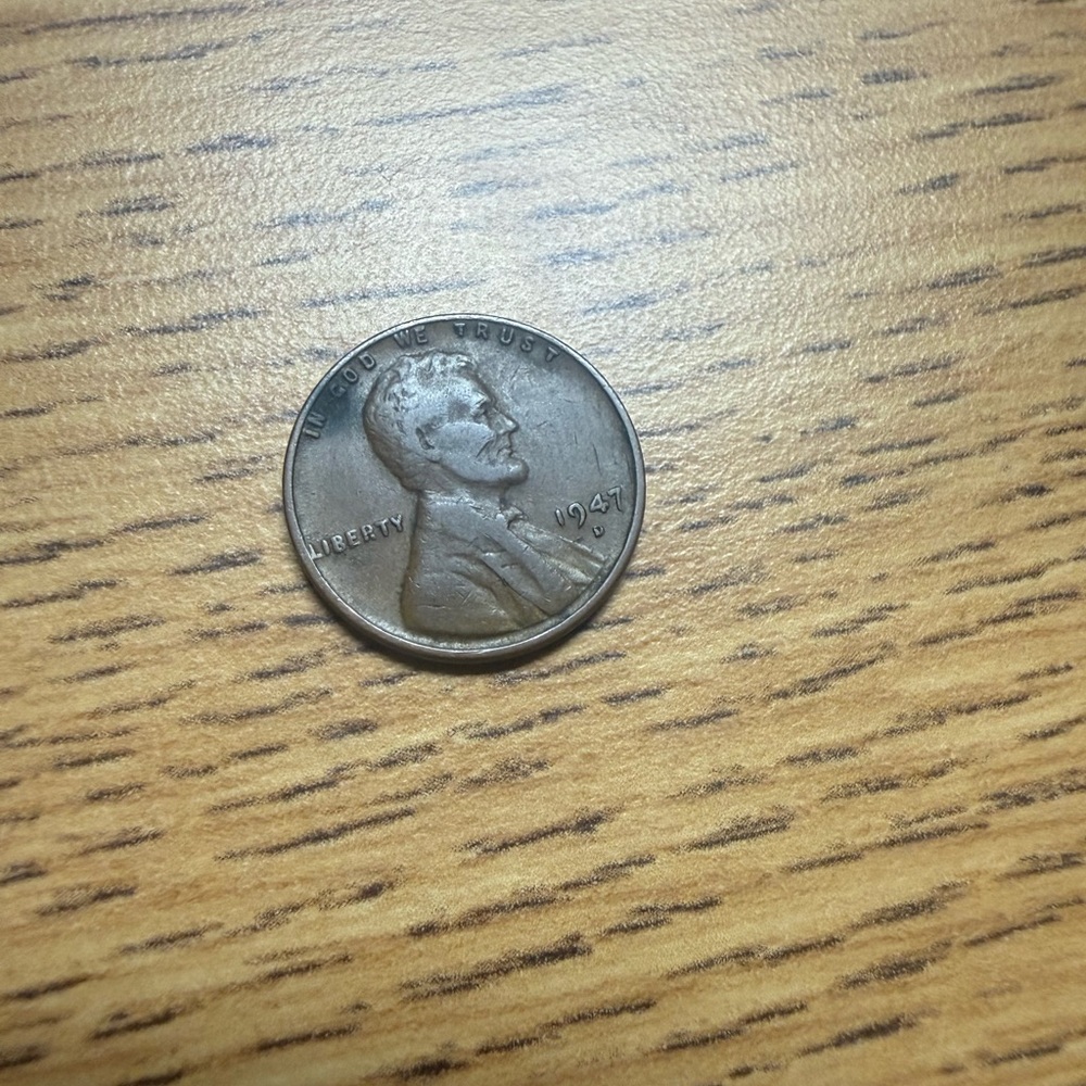 Rim error 1947-D wheat penny